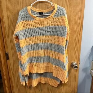 Rue21 Soft Orange & Gray Striped Sweater High Low Size XL
